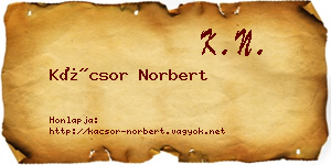 Kácsor Norbert névjegykártya
