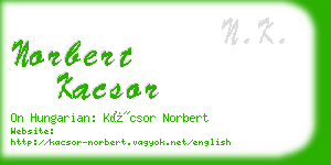 norbert kacsor business card